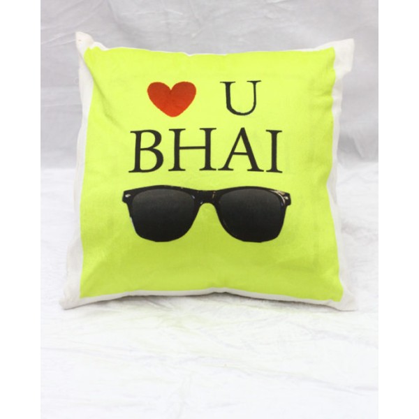 GRABADEAL Love You BHAI LED Light Cushion Gift for Sister